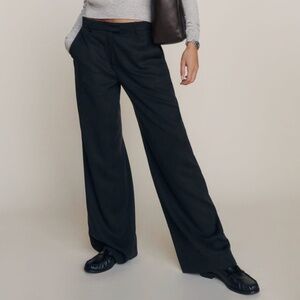 Reformation Carter Pant Size 12 Black Tencel Lyocell Mid Rise Straight Leg